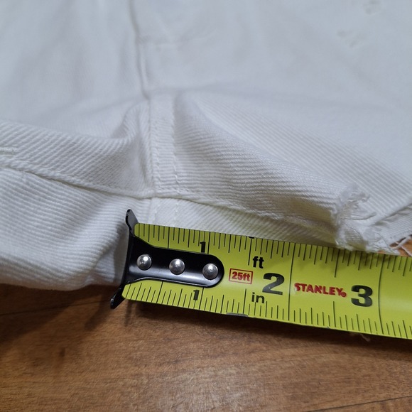 New ZSupply Everyday Hi-Rise Denim Jean Shorts Sz 28 Off White Distressed Cutoff - Picture 6 of 9